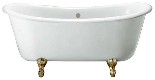 Ванна отдельно-стоящая Knief 0100-073-01 KNIF Chateau, цвет белый с 4-мя ножками типа лапа с когтями цвета латунь (в комплекте со сливом 0100-091-01), 180х80х68 снят с производства