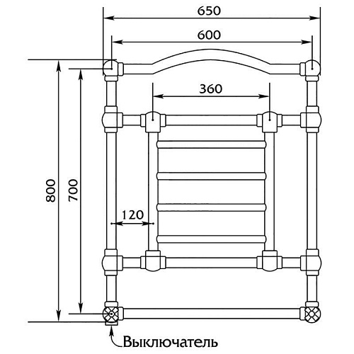 Полотенцесушитель электрический Migliore ML.EDW-EL.501.CR Полотенцесушитель электрический Migliore ML.EDW-EL.501.CR
