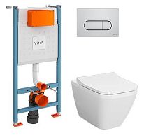 Комплект 4 в 1 Vitra 9856B003-7207 L-Box: подвесной унитаз Integra Square + тонкое сиденье с микролифтом + инсталляция для монтажа + кнопка смыва глянцевый хром Комплект 4 в 1 Vitra 9856B003-7207 L-Box: подвесной унитаз Integra Square + тонкое сиденье с микролифтом + инсталляция для монтажа + кнопка смыва глянцевый хром