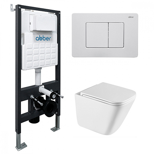 Инсталляция с подвесным унитазом Abber Rechteck AC1219TC-AC0105-AC0120MW купить недорого в интернет-магазине Керамос Инсталляция с подвесным унитазом Abber Rechteck AC1219TC-AC0105-AC0120MW купить недорого в интернет-магазине Керамос
