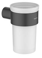 Стакан Aquatek AQ4427MB Лира с держателем, черный матовый