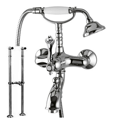 Смеситель Cezares MARGOT-VDPS-01-M для ванны, с ручным душем, напольный, хром,ручки металл