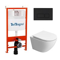 Инсталляция с подвесным унитазом BelBagno Uno BB5177CH-TOR/SC/BB026/BB044NERO Инсталляция с подвесным унитазом BelBagno Uno BB5177CH-TOR/SC/BB026/BB044NERO