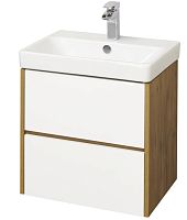 Набор Акватон 1A2517K0SDZ90: Тумба Сканди 55 + Раковина Адриана 55, белый глянец/дуб рустикальный