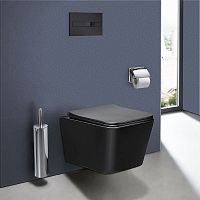 Унитаз Vincea VT1-12MB Q-Line подвесной, безободковый, 36х52 см, ультратонкое сиденье Soft-close, черный матовый