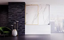 Шторка Veconi PL85G-90-01-C7 Palau на ванну PL-85G, 90x150 см, профиль брашированное золото/стекло прозрачное