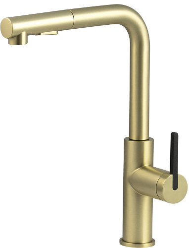Смеситель Deante BKM_R73M Momi для кухни с выдвижным Г-изливом, брашированное золото Смеситель Deante BKM_R73M Momi для кухни с выдвижным Г-изливом, брашированное золото