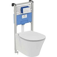 Комплект 4 в 1 Ideal Standard R031001 Prosys Connect Air AquaBlade®: подвесной унитаз E005401 + крышка-сиденье E036601 + инсталляция для монтажа Prosys Frame 120 M + механическая панель смыва Oleas™ M1 R0115AA, Euro White (евробелый)