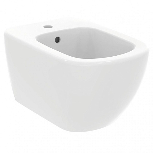 Биде Ideal Standard T3552V1 Tesi подвесное 36х53 см, с отверстием под смеситель, Silk White (белый матовый)