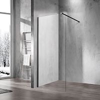 Душевая перегородка Vincea VSW-1H90CLB Walk-In, 90х200 см, профиль черный матовый/стекло прозрачное