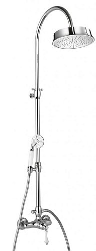 Душевая колонна Cezares MARGOT-CD-01-Bi/A со смесителем, верхним и ручным душем хром, ручка белая с кольцом