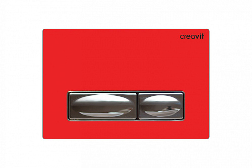 Панель смыва Creavit GP4003.00 для унитаза, накладная, стекло красное/нержавеющая сталь