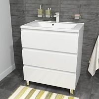 Тумба Эстет ФР-00009965 Bali New с раковиной 75х45 см, напольный, 3 ящика, белая