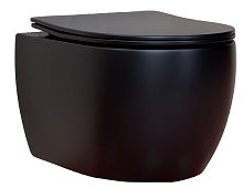 Унитаз Ceramica Nova CN3001MB Play Rimless подвесной, 37х49 см, глубокий смыв, с ультра тонкой крышкой-сиденьем, черный матовый