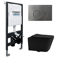 Инсталляция с подвесным унитазом Abber Rechteck AC1201MB-AC0105-AC0121NG Инсталляция с подвесным унитазом Abber Rechteck AC1201MB-AC0105-AC0121NG