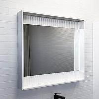 Зеркальный шкаф Comforty 00-00013685 Марсель с подсветкой 90х80 см, белый матовый