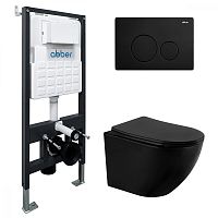 Инсталляция с подвесным унитазом Abber BEQUEM AC1100MB-AC0105-AC0121MB Инсталляция с подвесным унитазом Abber BEQUEM AC1100MB-AC0105-AC0121MB