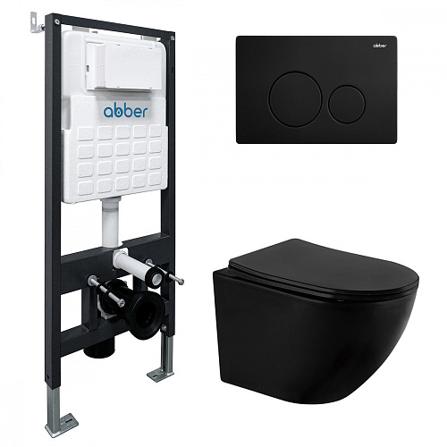 Инсталляция с подвесным унитазом Abber BEQUEM AC1100MB-AC0105-AC0121MB