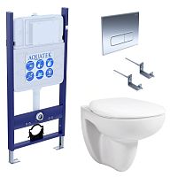 Комплект Aquatek SET Каир-14-016: рама Eco Standard INS-0000014 + крепеж KKI-0000002 + клавиша KDI-0000016 + унитаз AQ1170-00 с тонким сиденьем с механизмом плавного закрывания, белый