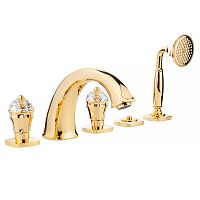 Смеситель Migliore 27322 Korona на борт ванны, ручки Crystal/золото
