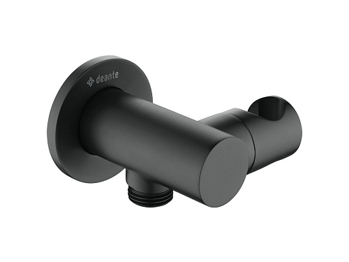Кронштейн Deante NAC_N57K Cascada для подключения шланга с держателем для лейки, Nero (черный) Кронштейн Deante NAC_N57K Cascada для подключения шланга с держателем для лейки, Nero (черный)