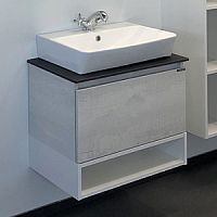 Тумба Comforty 00-00003465 Прага подвесная 60х40 см, с раковиной 9055RA-50, дуб белый/антрацит