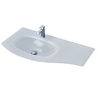 Раковина Cezares 82409 STING стеклянная, левосторонняя Extra Bianco, 104x53 см