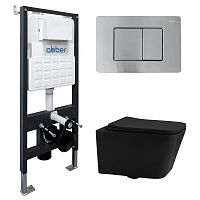 Инсталляция с подвесным унитазом Abber Rechteck AC1201MB-AC0105-AC0120MCH Инсталляция с подвесным унитазом Abber Rechteck AC1201MB-AC0105-AC0120MCH