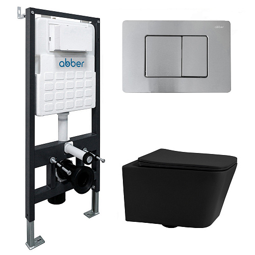 Инсталляция с подвесным унитазом Abber Rechteck AC1201MB-AC0105-AC0120MCH