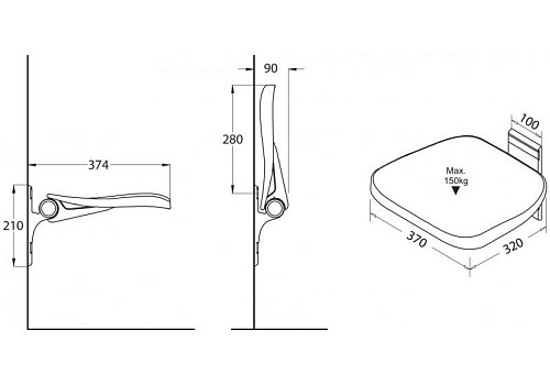 Сиденье для душевой кабины, откидное BelBagno  BB32A