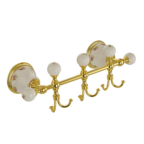 Планка Migliore 17700 Provance с тремя крючками, с декором/золото купить недорого в интернет-магазине Керамос