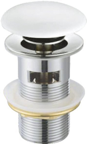 Донный клапан Cezares CZR-SAT7-Bi с системой "Клик-клак" с переливом, с белой крышкой,хром