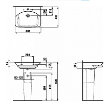 Раковина Laufen Palace 8.1070.2.000.104.1 Раковина Laufen Palace 8.1070.2.000.104.1