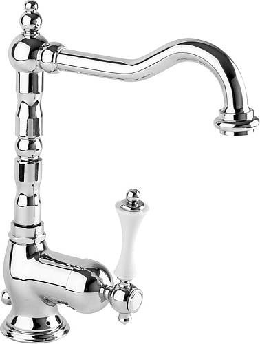 Смеситель Cezares MARGOT-LSM2-01-Bi для раковины, с донным клапаном, хром,ручка белая Смеситель Cezares MARGOT-LSM2-01-Bi для раковины, с донным клапаном, хром,ручка белая