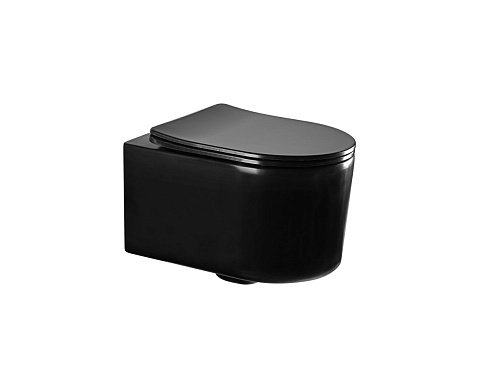 Унитаз-компакт Aquatek AQ2004-MB Мия безободковый 49х37 см, тонкое сиденье с механизмом плавного закрывания, черный матовый