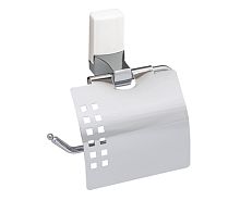 WasserKraft К-5025WHITE Держатель туалетной бумаги с крышкой, хром