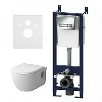 Комплект AM.PM IS30251.801701 Like: подвесной унитаз с сиденьем микролифт + инсталляция + клавиша, хром