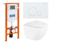 Инсталляция с подвесным унитазом BelBagno Uno BB3105CHR/SC/BB002-80/BB014-SR-BIANCO Инсталляция с подвесным унитазом BelBagno Uno BB3105CHR/SC/BB002-80/BB014-SR-BIANCO