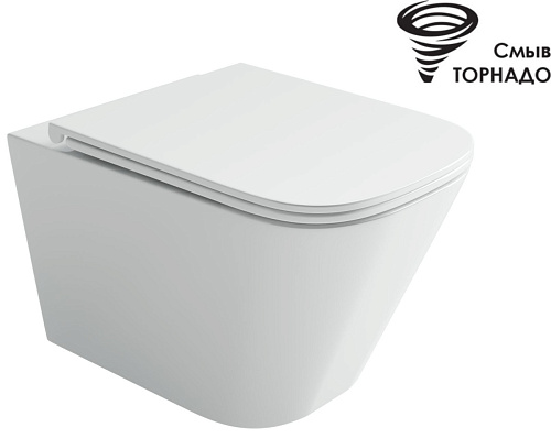 Унитаз подвесной безободковый Ceramicanova Union CN4009T, смыв Торнадо, с крышкой-сиденьем, белый Унитаз подвесной безободковый Ceramicanova Union CN4009T, смыв Торнадо, с крышкой-сиденьем, белый