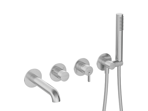 Смеситель Deante BQS_F18P Silia для ванны встраиваемый с душевым гарнитуром, сталь Смеситель Deante BQS_F18P Silia для ванны встраиваемый с душевым гарнитуром, сталь