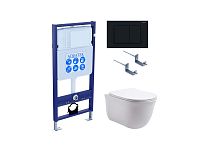 Комплект Aquatek SET Классик-012 4 в 1: рама Standard INS-0000012 + крепеж KKI-0000002 + кнопка KDI-0000012 + унитаз AQ1111-00 с крышкой-сиденьем Soft-close, белый