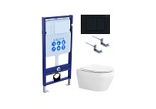 Комплект Aquatek SET Лея-012 4 в 1: рама Standard INS-0000012 + крепеж KKI-0000002 + кнопка KDI-0000012 + унитаз AQ1199-00 с крышкой-сиденьем Soft-close, белый