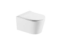 Унитаз Aquatek AQ1365T-00 Оберон безободковый 53.1х36 см, смыв TORNADO, тонкое сиденье с механизмом плавного закрывания, белый