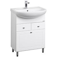 Набор Акватон 1A0549K1NO010: тумба-умывальник 1A054901NO010 Норма, с бельевой корзиной, белый глянец/1WH110174 раковина Стелла-65