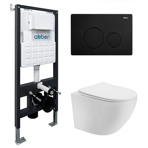 Инсталляция с подвесным унитазом Abber BEQUEM AC1100T-AC0105-AC0121MB