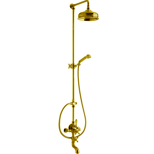 Термостатический смеситель Cisal AC00413024  Arcana для ванны/душа с душевым комплектом и верхним душем, цвет золото снят с производства