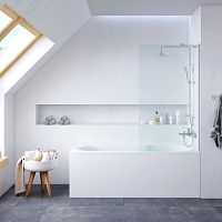 Комплект AM.PM WK88ED X-Joy: ванна акриловая 170x70 см, со шторкой и аксессуарами, белый/хром