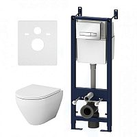 Комплект AM.PM IS30201.701700 Spirit: подвесной унитаз с сиденьем микролифт + инсталляция + клавиша, белый