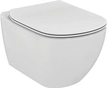 Комплект 2 в 1 Ideal Standard V0004D Tesi: унитаз подвесной + сиденье с микролифтом, белый Комплект 2 в 1 Ideal Standard V0004D Tesi: унитаз подвесной + сиденье с микролифтом, белый