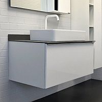 Тумба Comforty 00-00007900 Милан подвесная 90х52 см, с раковиной 78189, белый/серый